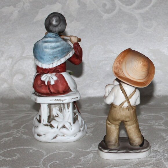 Vintage Bisque Figurine Boy With Puppies - Picture 8 of 12